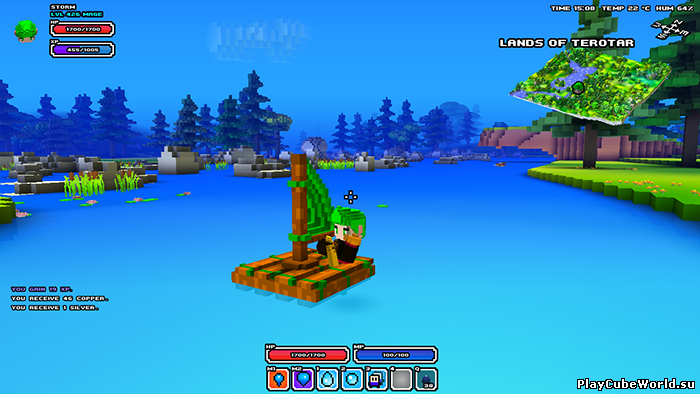 Мод для Cube World лодка Raft